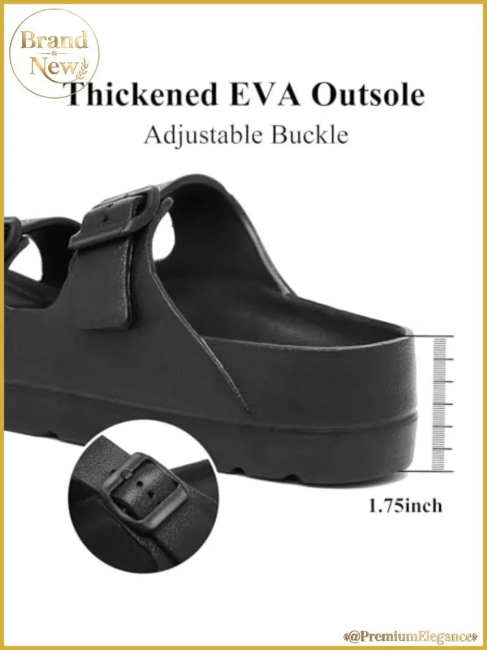 Platform Sandals with Arch Support Adjustable Buckle Lightweight EVA Slides